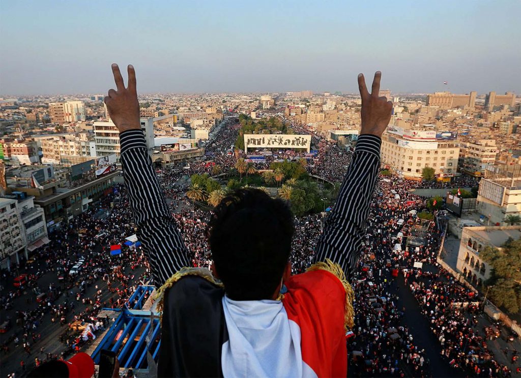 توجهات المتظاهرين العراقيين المشاركين في احتجاجات تشرين الأول (الأسباب، الأساليب، النتائج المتوقعة) iraq protests arabprf arabprf